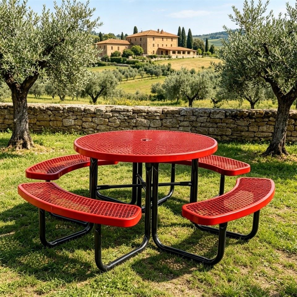 Round Metal Picnic Table With Umbrella Hole high quality